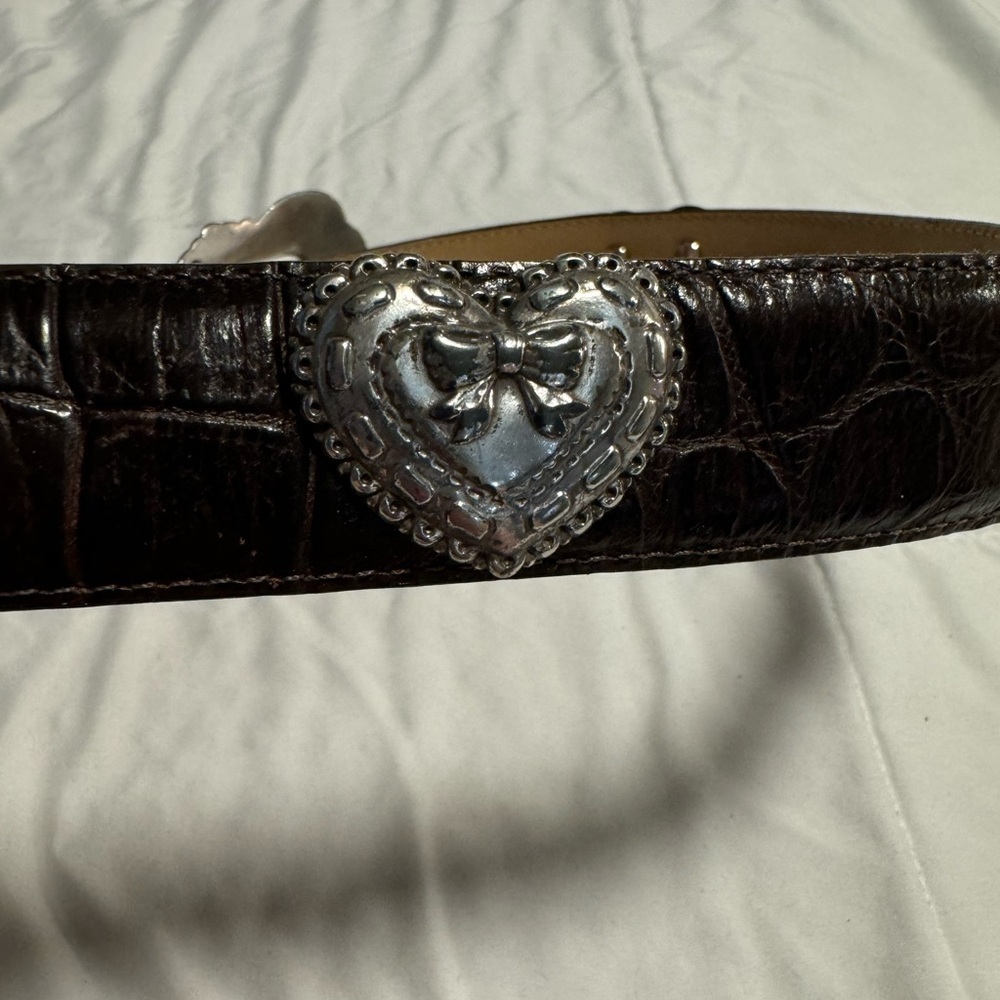 Brighton Romantic Heart Vintage 42409 Women’s Belt Brown Croc Leather 1995 VTG - Picture 8 of 13